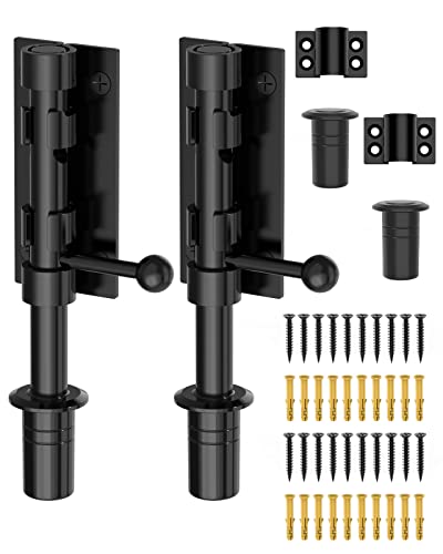 Heavy Duty Slide Bolt Gate Latch Hardware, 6.3 Inch, Black-2PCS - color: Black - 2 Pack