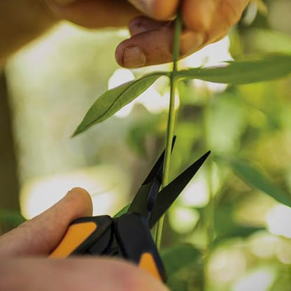 Fiskars 6" Non-Stick Pruning Snips, Resin-Resistant Garden Scissors, 2-Pack | Garden Shears for Weeds, Flower Buds & Small Plants, Steel Blades Stay Sharp, Easy Action Spring, SoftGrip Handles - style: Non-Stick Snips (2-Pack)