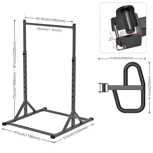 SELEWARE Dip Bar Attachment for Power Rack, 2 x 2 Tube, Multi Grip Handle - color: 2" x 2" Rack with Dip Bar