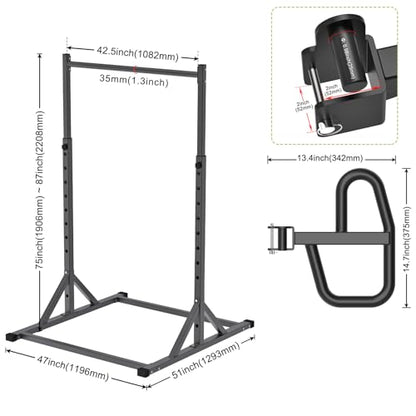SELEWARE Dip Bar Attachment for Power Rack, 2 x 2 Tube, Multi Grip Handle - color: 2" x 2" Rack with Dip Bar