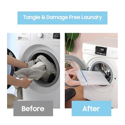 4 Pack Large Fine Mesh Laundry Bags for Delicates, 2pcs 24" x 24" & 2pcs 20" x 24" Extra Large Washing Machine Bags with Auto-Lock Zipper, Protective Wash Bag for Bedding Garments Travel Storage