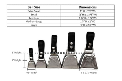 Dog Collar Cow Bell - color: Brass, size: 4) Medium-Large (1 3/4" H x 2" W)