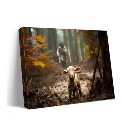 Ploceiny baptism gifts for boys & girl Jesus and Lamb Picture Christian gifts for women,Faith Wall Art Posters for prayer room Christian home decor 14X18Inches A-349 - color: Christ wall art, size: 14"X18"