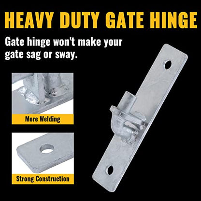 VIVIDA Flat Back Gate Hinge, Wall Mount Gate Hinge with 5/8" Pin, 2 PCS | Galvanized Steel, Chain Link Gate Hardware - size: 7.5" × 1.5" (2 PCS)