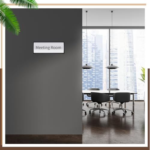 Therwen 50 Pcs Aluminum Office Name Plate Holder for Door, Black - color: Black