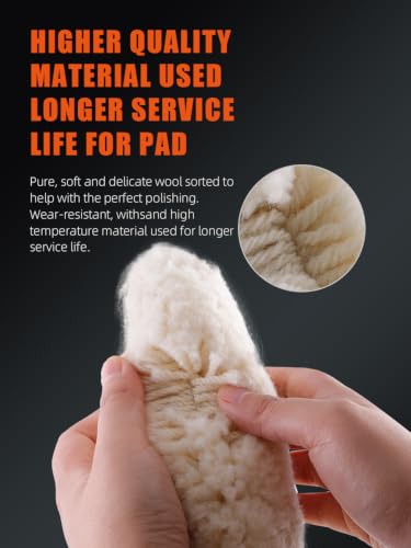 SPTA 7" (180mm) Wool Buffing Pad, Double Side 100% Natural Wool Pad with 5/8-11 Thread for 2-Sided Compound Cutting and Polishing for Automotive, Marine and Epoxies - size: 7 inch (180 mm)