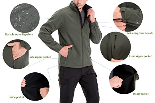 TRAILSIDE SUPPLY CO. Men's Softshell Jacket Fleece Lined Windbreaker,Lightweight Water Resistant Winter Coat - color: Dark Grey (022), size: Medium