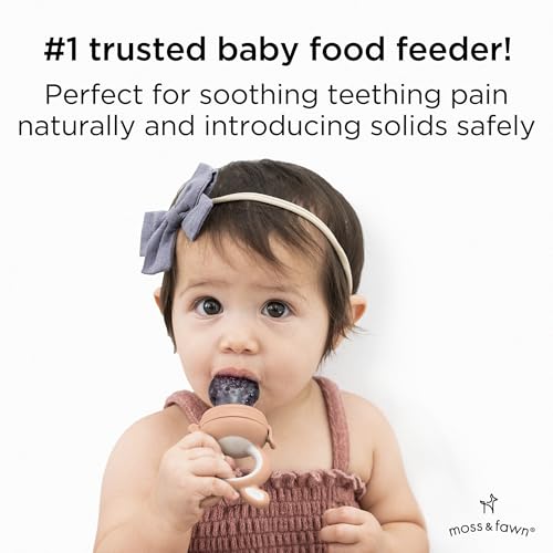 Moss and Fawn Forage Feeder - Silicone Baby Fruit Feeder - Bloom | Frozen Breast Milk Popsicle Teether & Pacifier, BPA, PVC & Phthalate-Free - color: Bloom