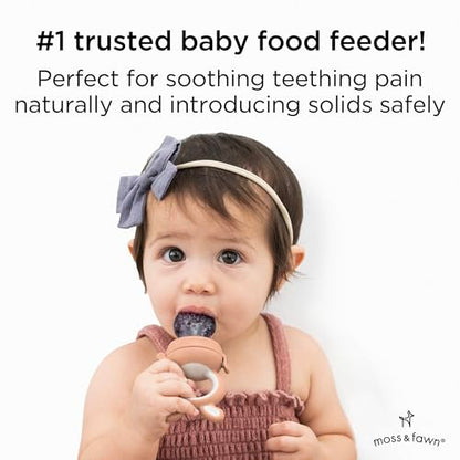 Moss and Fawn Forage Feeder - Silicone Baby Fruit Feeder - Bloom | Frozen Breast Milk Popsicle Teether & Pacifier, BPA, PVC & Phthalate-Free - color: Bloom