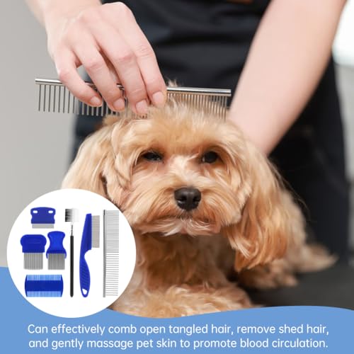 7-Pack Flea Lice Combs for Dogs and Cats, Pet Grooming Combs Kit