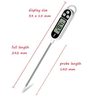 Digital Meat Food Thermometer for Cooking Kitchen BBQ, Probe Instant Read Thermometer with Long Probe for Candy Candle Milk Yogurt Deep Fry Roast Baking Temperature - size: 24.4 x 2.5 x 1.5 cm