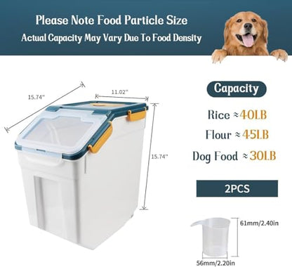 Saim 2Pack 50lb Flour & Rice Storage Container Bin, Dark Blue - color: 2Pack 50lbs Dark Blue