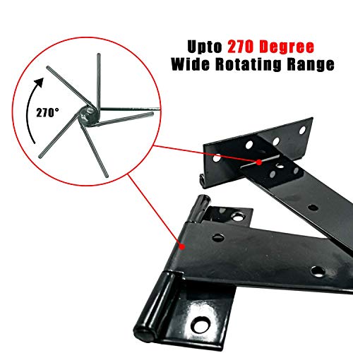 T-Strap Shed Hinge Gate Strap Heavy Duty Hinge Door Barn Gates Hinges (6, 12 inch) - size: 12 Inch