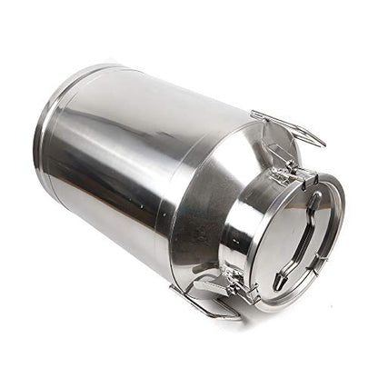 Milk Can Milk Bottle, 20/30/ 40/50/ 60L Stainless Steel Heavy Duty Milk Jug Wine Pail Bucket Square Liquid Container Storage with Embedded Silicone Sealed Lid for Home Restaurant Bar Silver (60L) - size: 60L