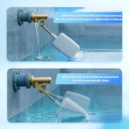 GASHER 2PCS 3/8" Water Float Valve, Water Level Controller for Water Troughs, Fountains, Water fountains, Water Tanks, Ponds