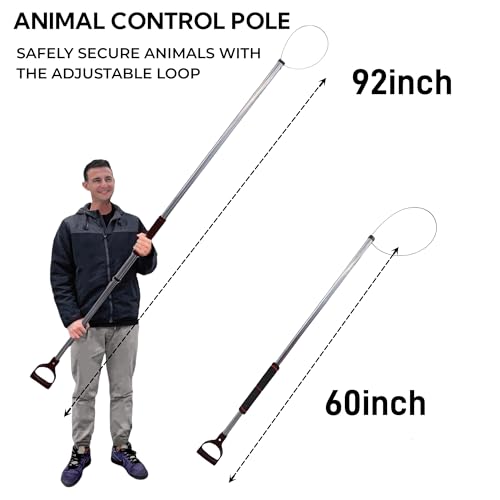 60"-92" Animal Catch Pole Control Tool Noose Holder Net Kit for Dogs Feral Cat Raccoons Hog Pig Fox Coyote Bulldog Wolf Goat Lizards Boar Bichon Calf Piglet Gator
