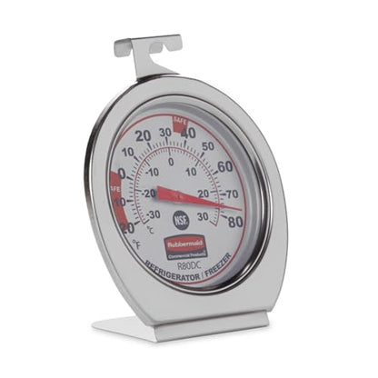 Rubbermaid Commercial Products Thermometer, Classic Large Mechanical Dial, Chrome, Extreme Temperature Range for Use in Refrigerator/Freezer/Cooler/Fridge - style: Refrigerator Thermometer
