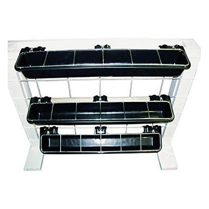 Little Giant HF9BLACK Hook Over Goat Trough Heavy Duty Galvanized Steel Body 9 Quart Feeder with Universal Mounting, Black (4 Pack)