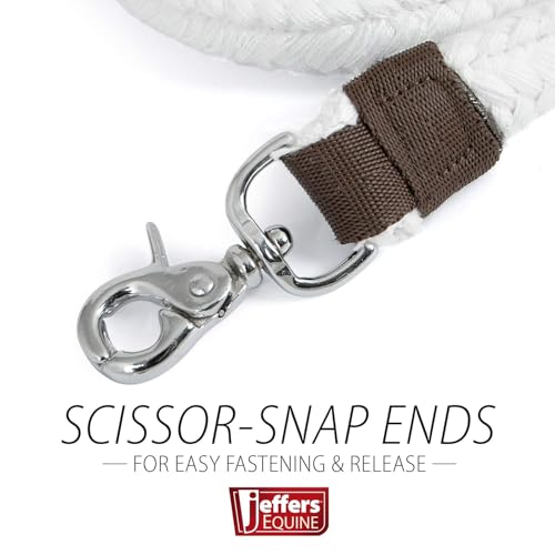 Jeffers Equine Flat Braid Cotton Roping Rein – 7 Feet, 1 in Wide Western Horse Rein with Leather Loops & Scissor Snap Ends – Durable Tack for Barrel Racing, Training, Ranch & Trail Riding