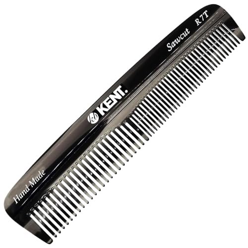 Kent R7T Graphite Double Tooth Hair Pocket Comb, Small Fine/Wide Tooth Comb For Grooming Styling Hair, Beard and Mustache, for Men, Women and Kids. Saw Cut and Hand Polished. Handmade in England - color: Graphite, size: 6 Pack