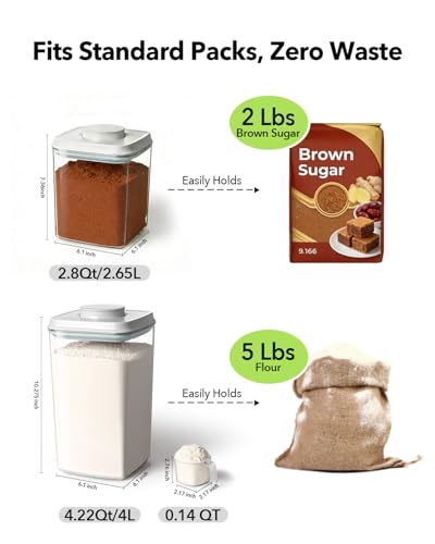 Airtight Food Storage Containers Set with One-Touch Lid, 2-Pack (2.8 QT / 2.65 L) Stackable PET, Best for Cereal, Flour, Rice & Baking Organizers. - color: 2.8QT*2