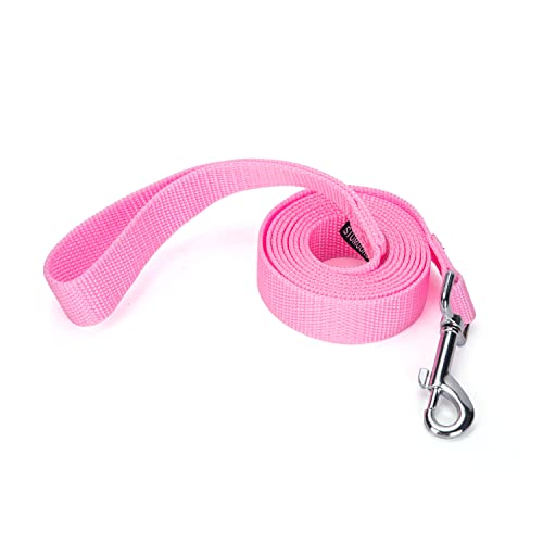 Strong Durable Nylon Dog Training Leash, 1 Inch Wide Traction Rope, 6 ft Long, for Small and Medium Dog (Pink, 6 Feet) - color: Pink, size: 6 Feet