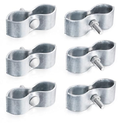 6 Pcs 1-3/8" Chain Link Fence Panel Clamps, Dog Kennel Clamps for 1-3/8" OD Pipe, Galvanized Steel, for Round Pipe Panel Frame,Bolts & Nuts include - size: 1-3/8 6Pcs