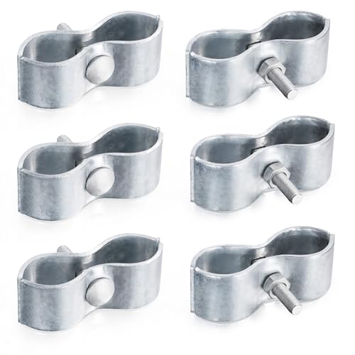 KINNAN 6 Set Dog Kennel Panel Clamps, Saddle Clamps for 1-5/8" OD Pipe, Galvanized Steel, for Round Pipe Panel Frame,Chain Link Fence,Bolts & Nuts include - size: 1-5/8 6Pcs