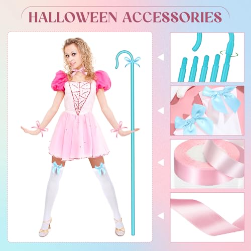 Jiuguva Halloween Costume Accessory Plastic Prop Staff Cane Women's Halloween Shepherd's Crook Costume Set - color: Blue