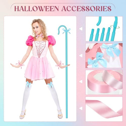 Jiuguva Halloween Costume Accessory Plastic Prop Staff Cane Women's Halloween Shepherd's Crook Costume Set - color: Blue