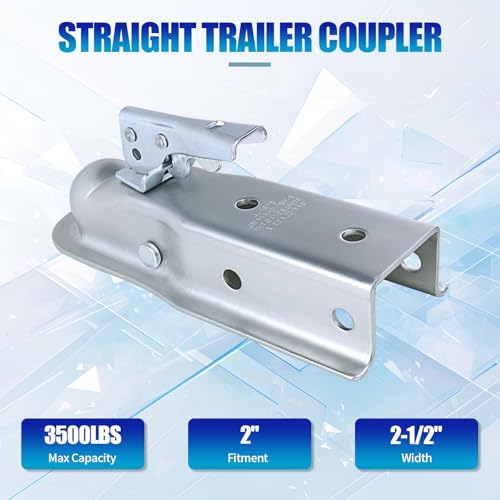 3500lb Straight Trailer Coupler for 2" Ball, 2-1/2" Channel | Fits 2-1/2" channel widths. Heavy-duty zinc finish protects against rust and wear during trailer hauling. - size: 2" Ball 2-1/2" Channel 3,500 lbs