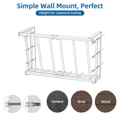 Wall Mounted Hay Feeder Rack &Hanging Blanket Holder，27'' Long Hay Rack Heavy Duty Carbon Steel 16 Gallon Livestock Hay Feeder with Rust Resistant Coating,for Horses,Goats,Sheep in Stable and Farm