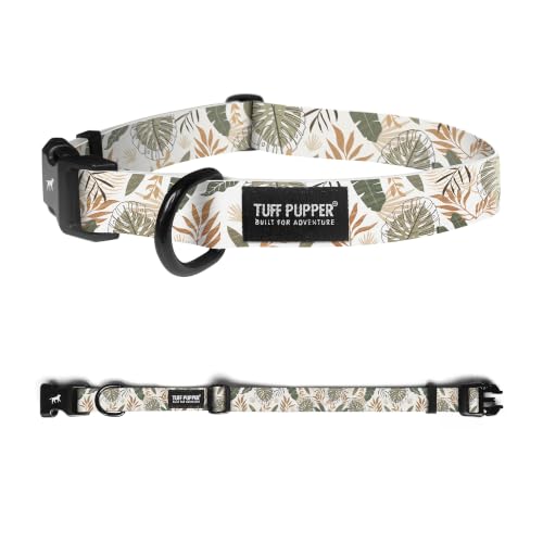 Tuff Pupper Premium Adjustable Dog Collar, Stylish Pattern Collars Designed in USA, Quick Release Buckle, Palm Grove Small (0.7 Inch Wide x 8-12 Inch Neck) - color: Palm Grove, size: Small