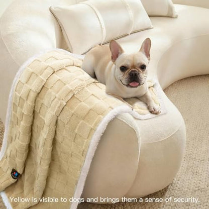 Luciphia Waterproof Dog Blanket, Reversible Fleece & Sherpa, Couch Cover - color: Creamy Yellow, size: Medium (57x40 inch)