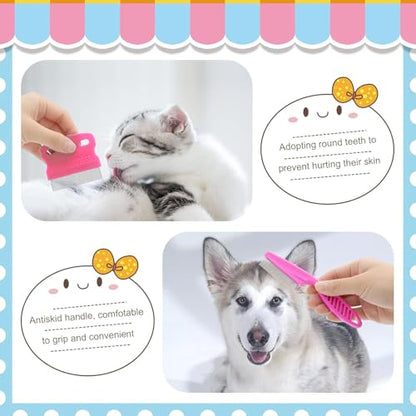 Rabbit Grooming Kit, Rabbit Brush for Shedding with Bunny Nail Clipper, Rabbit Nail Trimmers with Pet Combs for Hamster Guinea Pig Ferret by KALAMANDA(Pink) - color: Pink