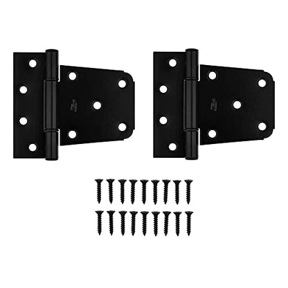 National Hardware Extra Heavy Duty Gate Hinge, 3-1/2", Steel, 2-Pack, Black | T-Hinge Pair for Wood Fence and Yard Gates; WeatherGuard Finish with Mounting Hardware for Easy Install - color: Black