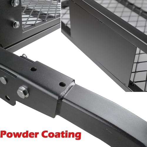 60x 20x 6 Folding Trailer Hitch Mount Cargo Carrier with 58x24x19 Waterproof Bag, Stabilizer, Net & Straps 500LBS Capacity, Powder Coating Luggage Rack Basket Car Storage, Fits 2" Receiver - color: 60x20x6 inch with Bag