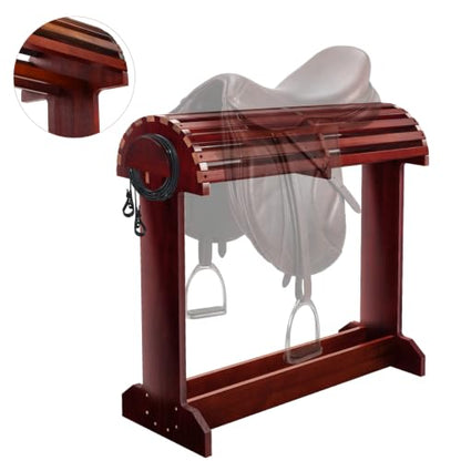 Extra-Large Wood Saddle Rack - Non-Abrasive Design, Bridle Rack & Heavy-Heavy Duty Saddle Stand for Equestrian Homes Horse Tack Room Organization 29.9"x13.8"x30.7"(Mahogany) - color: Mahogany