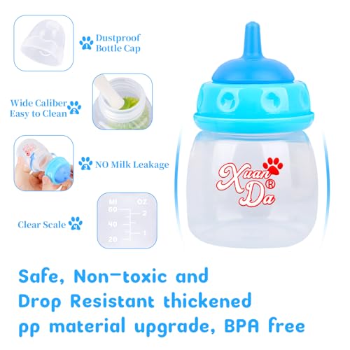 Pet Feeding Bottle and Syringes,60ml Nursing Bottle, 3 Sizes Nipples with Ventilation Valve Resistant Tearing Perfect for Puppies, Kittens, Small Wildlife (Blue) - color: Blue