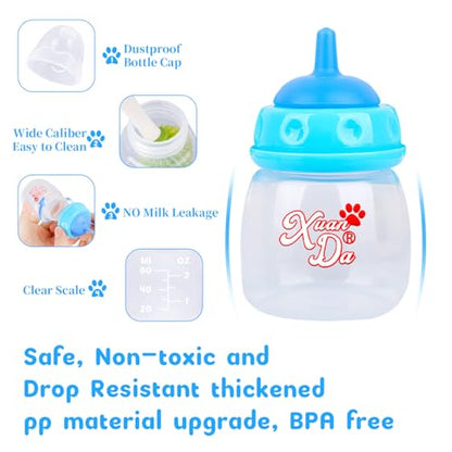 Pet Feeding Bottle and Syringes,60ml Nursing Bottle, 3 Sizes Nipples with Ventilation Valve Resistant Tearing Perfect for Puppies, Kittens, Small Wildlife (Blue) - color: Blue