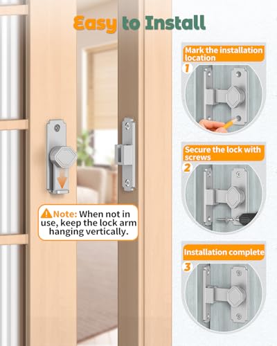 90 Degree Barn Door Lock, Sliding Door Latch, Silver, 1 Pack - color: Silver-1PC