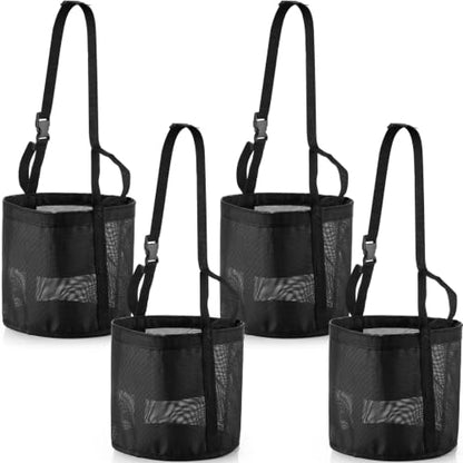 4 Pcs Horse Feed Bag, Heavy Duty Mesh Feeder with Adjustable Strap, Black - color: Black