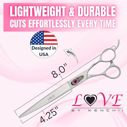 Kenchii Love Dog Grooming Shears, 8in Straight - size: 8.0" Straight