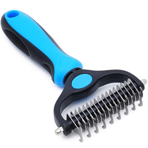 Dog Grooming Rake, Dog Brush for Shedding for Dogs and Cats - color: Blue