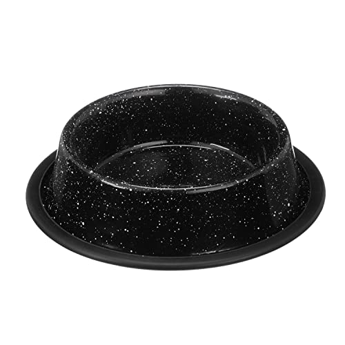 Neater Pet Brands - Outdoor Camping Style Pet Bowl - Enamel Ware Blue Black Granite Colors - Dog Cat No Tip Skid Bowls (16 oz, Black) - color: Black, size: 16 oz