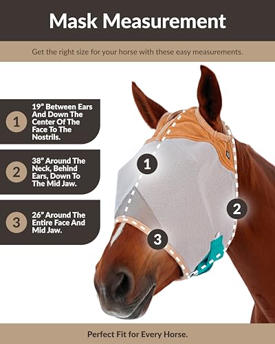 TSZ Arabian Horse Fly Mask Standard No Ears UV Block 70% Breathable Flymask - size: Arabian Horse