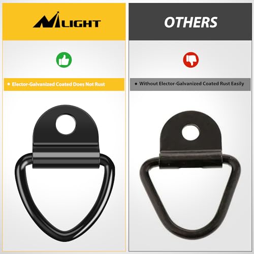 Nilight 10 Pack Heavy Duty Steel V-Ring Tie Down Anchors | Bolt On D-Rings for Cargo on Trucks Pickups Trailers Warehouse Boat - color: V-ring 10Pcs Black