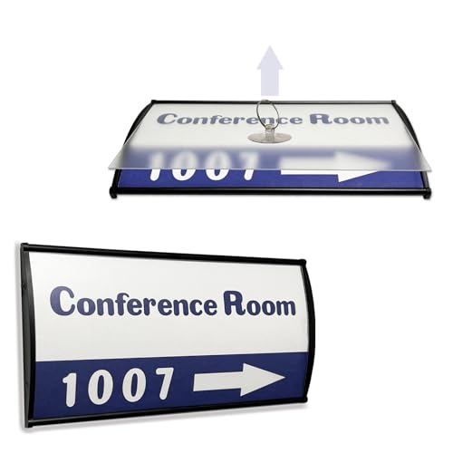 2Pcs Curved Name Plate Holder for Wall or Door 8" x 4", Black | Wall-Mount Office Door Sign Holder, Sturdy Aluminum Sign Frame for Business Cubicle, Adhesive Tape & Protective Plastic Film - style: 2 packs Curved Sign Holder