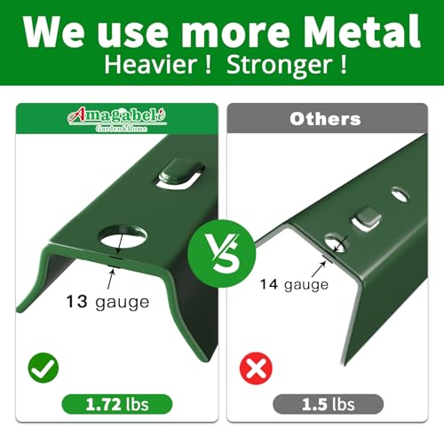 Amagabeli Heavy Duty Metal Fence Posts 4 Feet 10 Pack No Dig Garden U Post Stakes for Wire Fence Temporary Fencing Electric Fence Wire Safety Fence Mesh Fence Garden Fencing T Post for Yard Green - size: 4 Feet Post