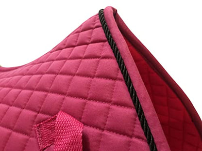 All-Purpose English Saddle Pads (Magenta Hot Pink w/Black Rope Trim)